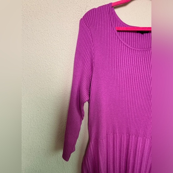 Lane Bryant Orchid Pink Ribbed Knit Belted Fit & Flare Sweater Midi Dres… - Picture 4 of 9